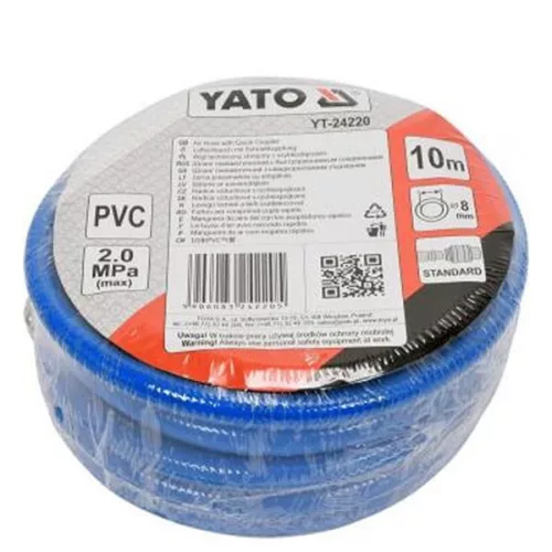YATO YT-24220 Pneumatikus tömlő gyorscsatlakozóval 8 mm x 10 m, 2,0 MPa
