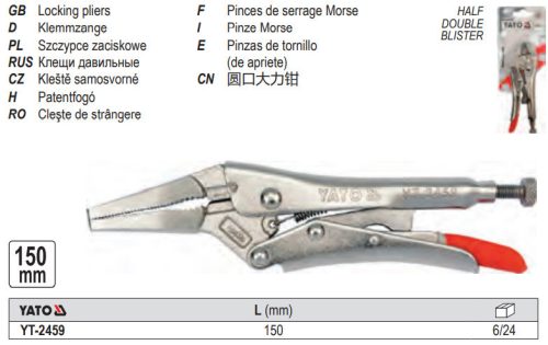 YATO YT-2459 Hosszúcsőrű önzáró fogó 150 mm