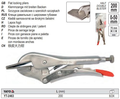 YATO YT-2463 Lapos önzáró fogó 200 mm