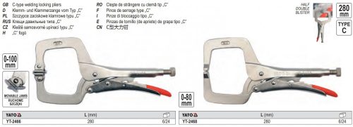 YATO YT-2468 C-alakú önzáró fogó 280 mm