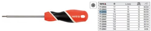 YATO YT-25954 Csavarhúzó Torx T9 x 75 mm mágneses