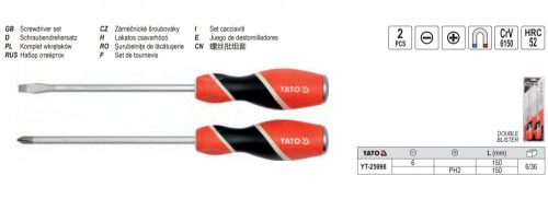 YATO YT-25998 Csavarhúzó készlet 2 részes üthető CrV