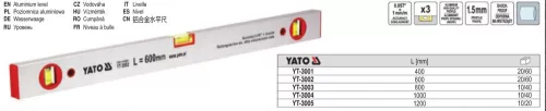YATO YT-3002 Vízmérték 3 libella 600 mm