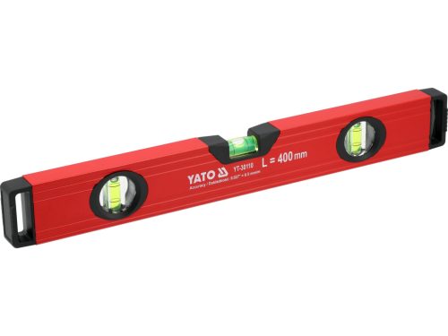 YATO YT-30110 Alumínium vízmérték 400mm 3 libellás bordázott szerkezetű merev profillal