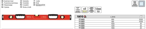 YATO YT-3023 Vízmérték 3 libella 2 fogantyú 800 mm