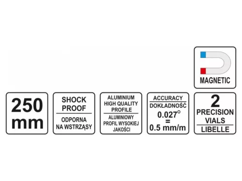 YATO YT-30370 Trapéz vízmérték 2 libella 250 mm