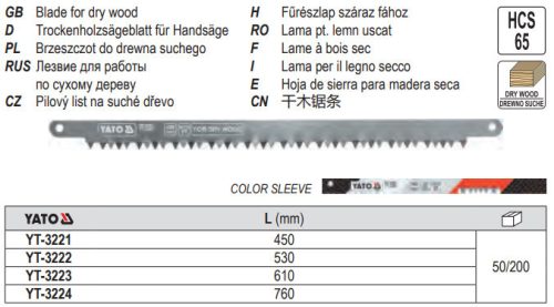 YATO YT-3224 Fűrészlap száraz fára 760 mm