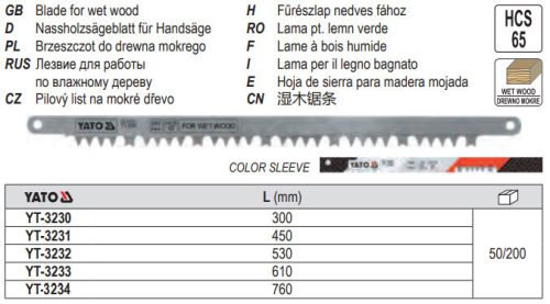 YATO YT-3230 Fűrészlap nedves fára 300 mm
