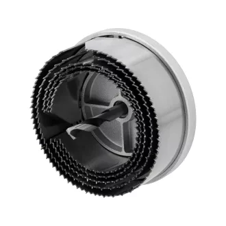   YATO YT-32600 Lyukfűrész fához központosító fúróval és felfogó tárcsával 68 - 100 mm 5 részes