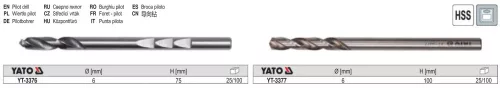 YATO YT-3377 Központosító fúró 6 x 100 mm HSS