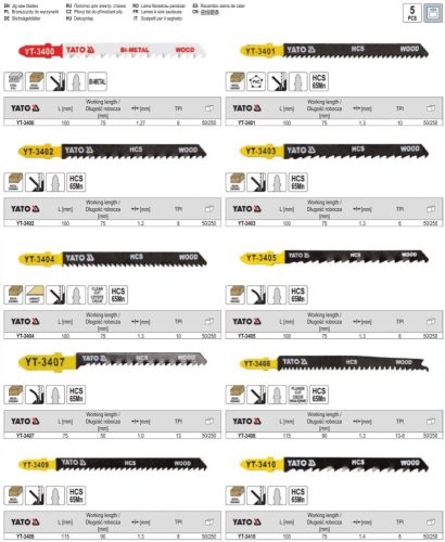 YATO YT-3403 Dekopírfűrészlap T6TPI 100/75 mm HCS (5 db/cs)