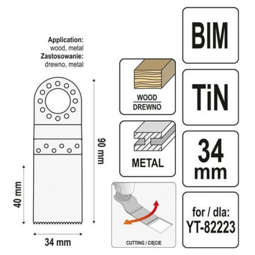 YATO YT-34702 Fűrészlap multifunkciós géphez 34 mm bimetál-titán-nitrid