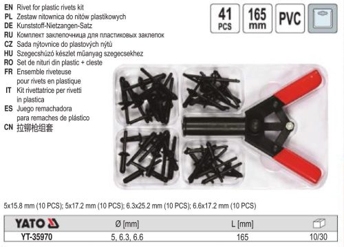 YATO YT-35970 Műanyag popszegecshúzó készlet 41 részes