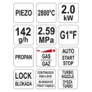 YATO YT-36715 Gázégő pisztoly piezo 2kW 2800°C