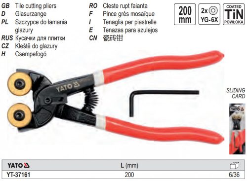YATO YT-37161 Csempevágó fogó 200 mm