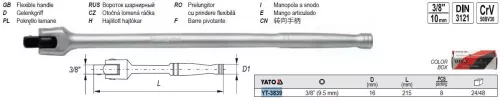 YATO YT-3839 Hajtókar 3/8" csuklós 215 mm CrV