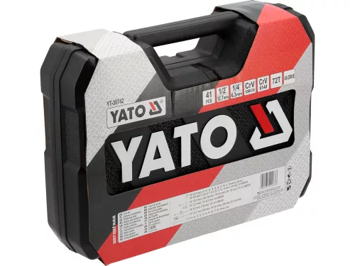YATO YT-38742 Szerszámkészlet 1/4 és 1/2 col dugókulcsokkal és csillag-villás kulcsokkal 41 részes