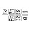 YATO YT-38782 Dugókulcs készlet 72 részes 1/4", 1/2" CrV