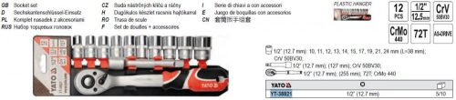 YATO YT-38821 Dugókulcs készlet 12 részes 1/2" 10-24 mm CrV
