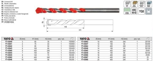 YATO YT-43946 Univerzális fúrószár 10 x 150/90 mm