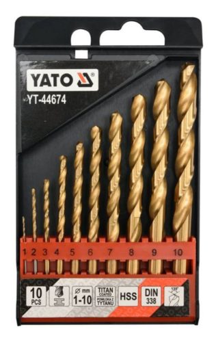YATO YT-44674 Csigafúró készlet 10 részes 1-10 mm HSS-TiN