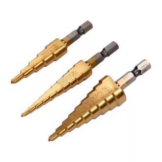   YATO YT-44731 Lépcsős fúró készlet 3 részes HSS titán-nitrid