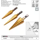 YATO YT-44731 Lépcsős fúró készlet 3 részes HSS titán-nitrid
