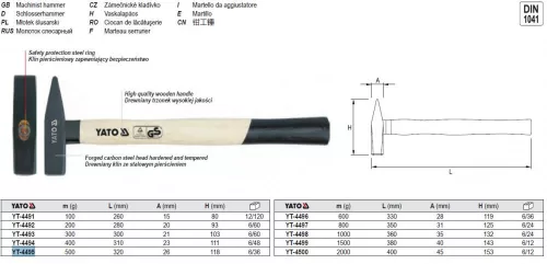 YATO YT-4495 Kalapács 500 g ECO