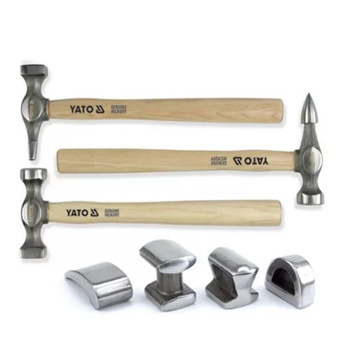 YATO YT-4590 Karosszériás kalapács és egyengető készlet 7 részes Hickory nyéllel