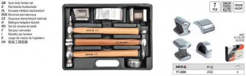 YATO YT-4590 Karosszériás kalapács és egyengető készlet 7 részes Hickory nyéllel