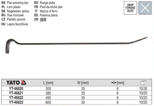 YATO YT-46820 Ládabontó 300 x 35 x 6 mm
