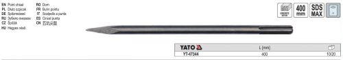 YATO YT-47344 Hegyes vésőszár 400 mm SDS-Max