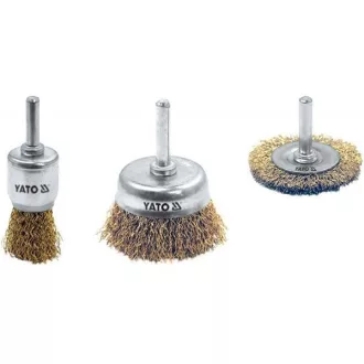   YATO YT-4755 Csapos körkefe, ecsetkefe, fazékkefe készlet 3 részes sárgaréz