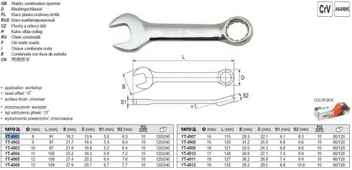 YATO YT-4901 Rövid csillag-villáskulcs 8 mm / 91 mm CrV