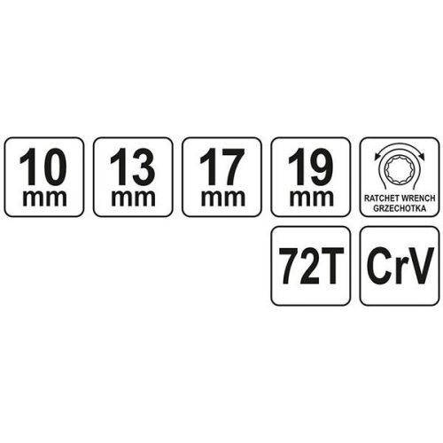 YATO YT-4945 Racsnis csillagkulcs 10-13 mm x 17-19 mm / 200 mm 72T CrV