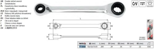 YATO YT-4945 Racsnis csillagkulcs 10-13 mm x 17-19 mm / 200 mm 72T CrV