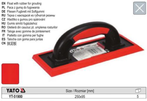 YATO YT-51900 Gumis simító piros 250 x 95 mm