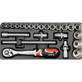   YATO YT-5537 Dugókulcs készlet 24 részes 1/2" 10-32 mm CrV (fiókbetét)