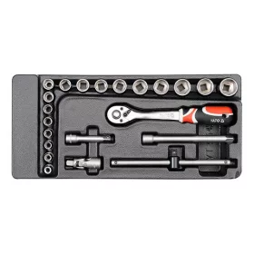   YATO YT-5542 Dugókulcs készlet 22 részes 3/8" 6-22 mm CrV (fiókbetét)