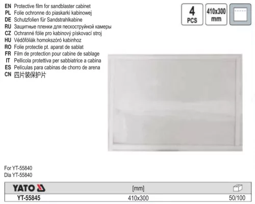 YATO YT-55845 Védőfólia 410 x 300 mm az YT-55840 homokszóró kabinhoz