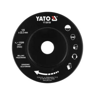   YATO YT-59159 Ráspolykorong sarokcsiszolóra fához 125 mm átmérő fogazott része döntött finom fogazással