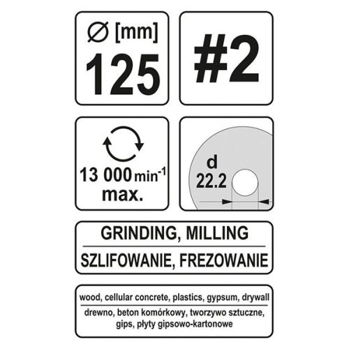 YATO YT-59169 Ráspolykorong közepes #2 125 x 22,2 mm