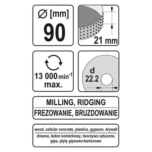 YATO YT-59175 Ráspolykorong 90 x 21 x 22,2 mm