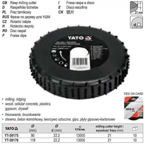 YATO YT-59175 Ráspolykorong 90 x 21 x 22,2 mm