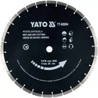   YATO YT-60004 Gyémánt vágókorong 400 x 3,6 x 10,0 x 25,4 mm szegmentált