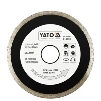   YATO YT-6012 Gyémánt vágókorong 115 x 2,1 x 5,3 x 22,2 mm folytonos