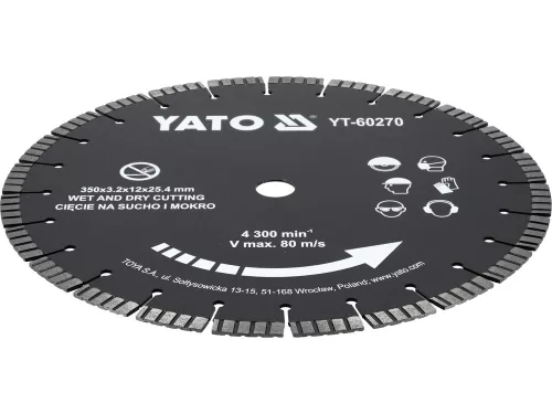 YATO YT-60270 Gyémánt vágótárcsa járdalapokhoz és betonhoz vágógépre 350 x 25,4 mm