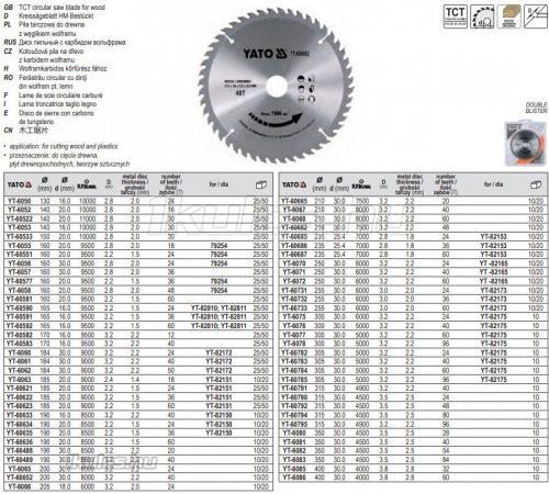 YATO YT-6050 Fűrésztárcsa fához 130 x 16 x 2,0 mm / 24T