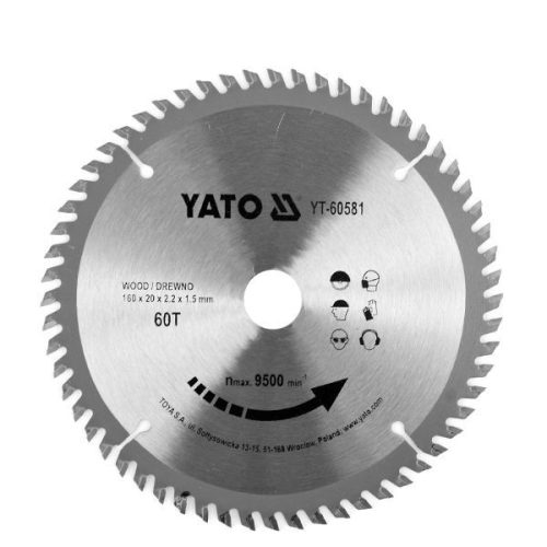 YATO YT-60581 Fűrésztárcsa fához 160 x 20 x 1,5 mm / 60T