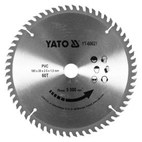   YATO YT-60627 Fűrésztárcsa PVC-hez 185 x 20 x 1,5 mm / 60T